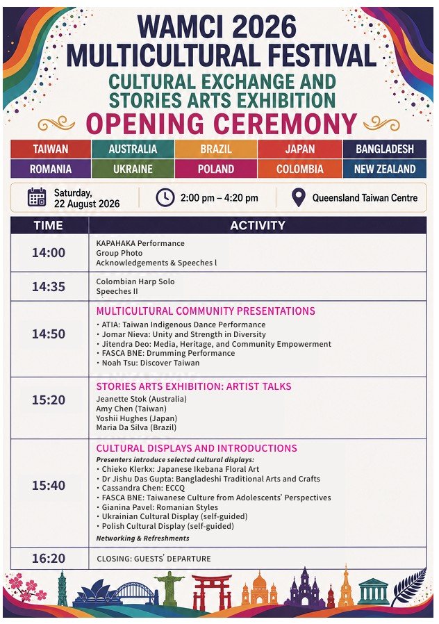 Cultural exchange and stories arts exhibition poster